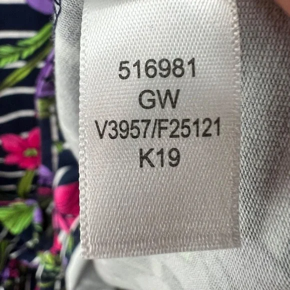 Lands End Floral Stripe T Shirt Dress Womens XL Navy Tropical Belted Modest - Picture 15 of 16